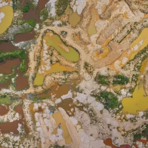 Birds Eye view of a Galamsey site in Ghana in the Kidney Health Vs Galamsey campaign
